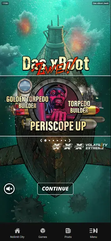 Das xBoot 2wei casino base game showing submarine control interface