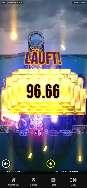 Das xBoot 2wei slot big win moment showing multiplier total